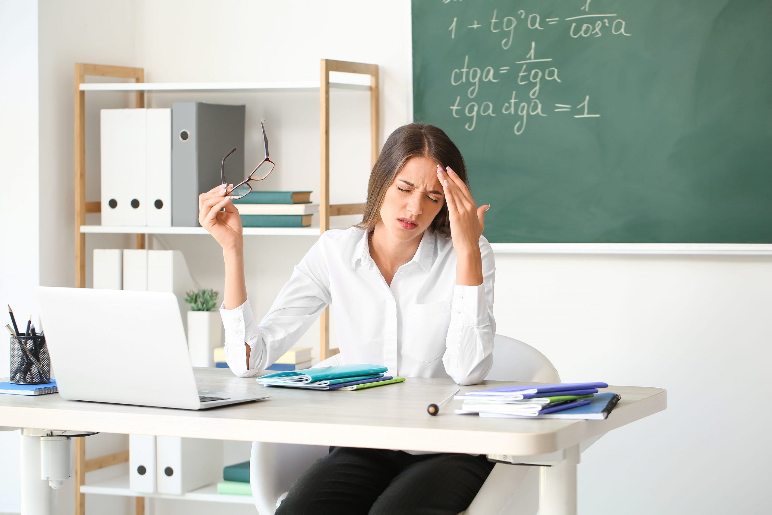 Stressed,Young,Female,Teacher,In,Classroom Work Life Balance ในอาชีพครู