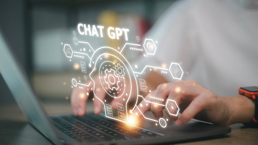 Chatgpt,Chat,With,Ai,Or,Artificial,Intelligence.,Woman,Chatting,With ChatGPT เครื่องมือสร้างการเรียนรู้
